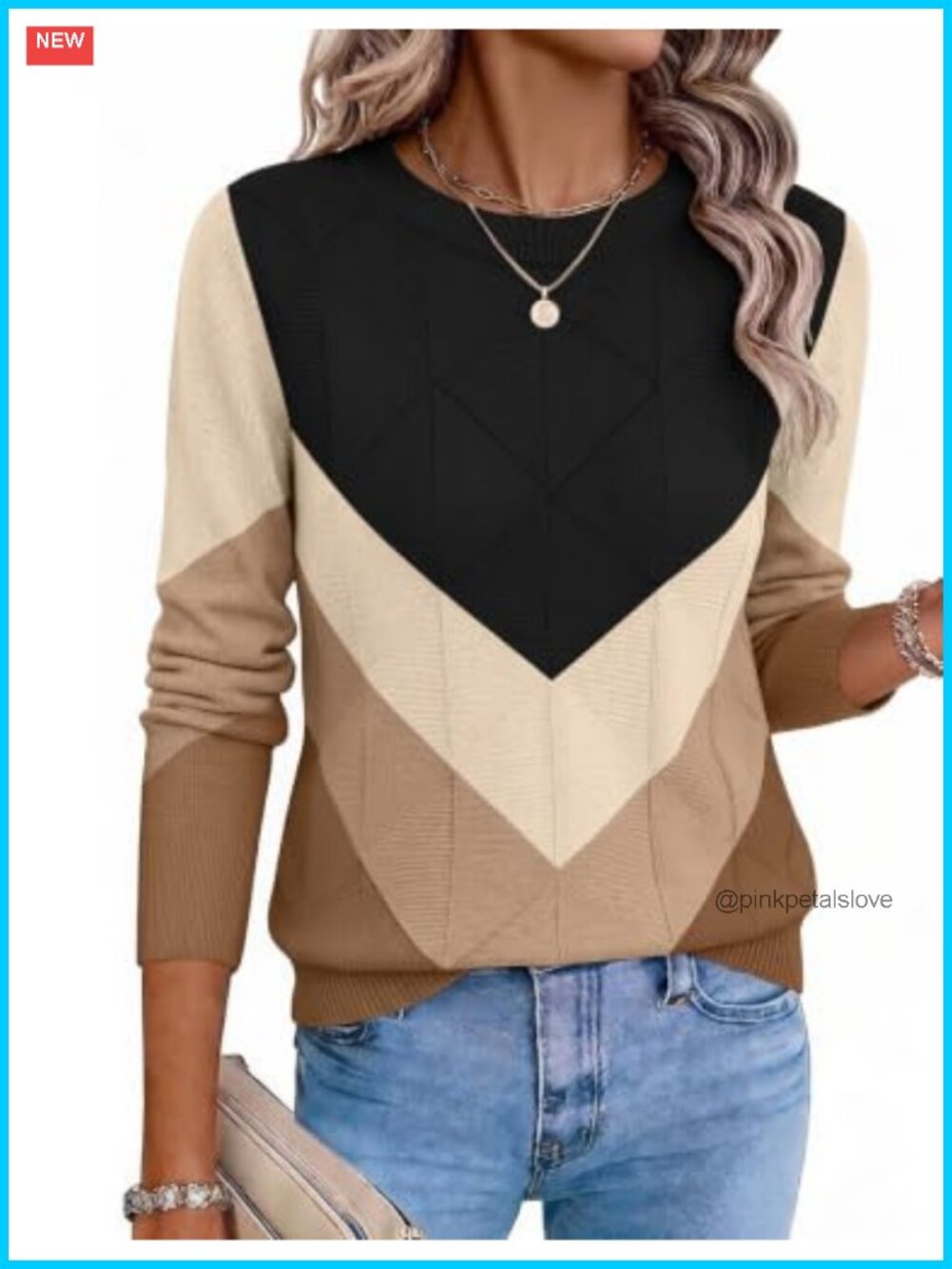 Womens Cable Knit Crewneck Long Sleeve Pullover Sweater